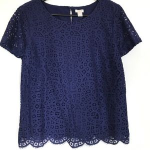 J. Crew Factory Lace Short Sleeved Shirt