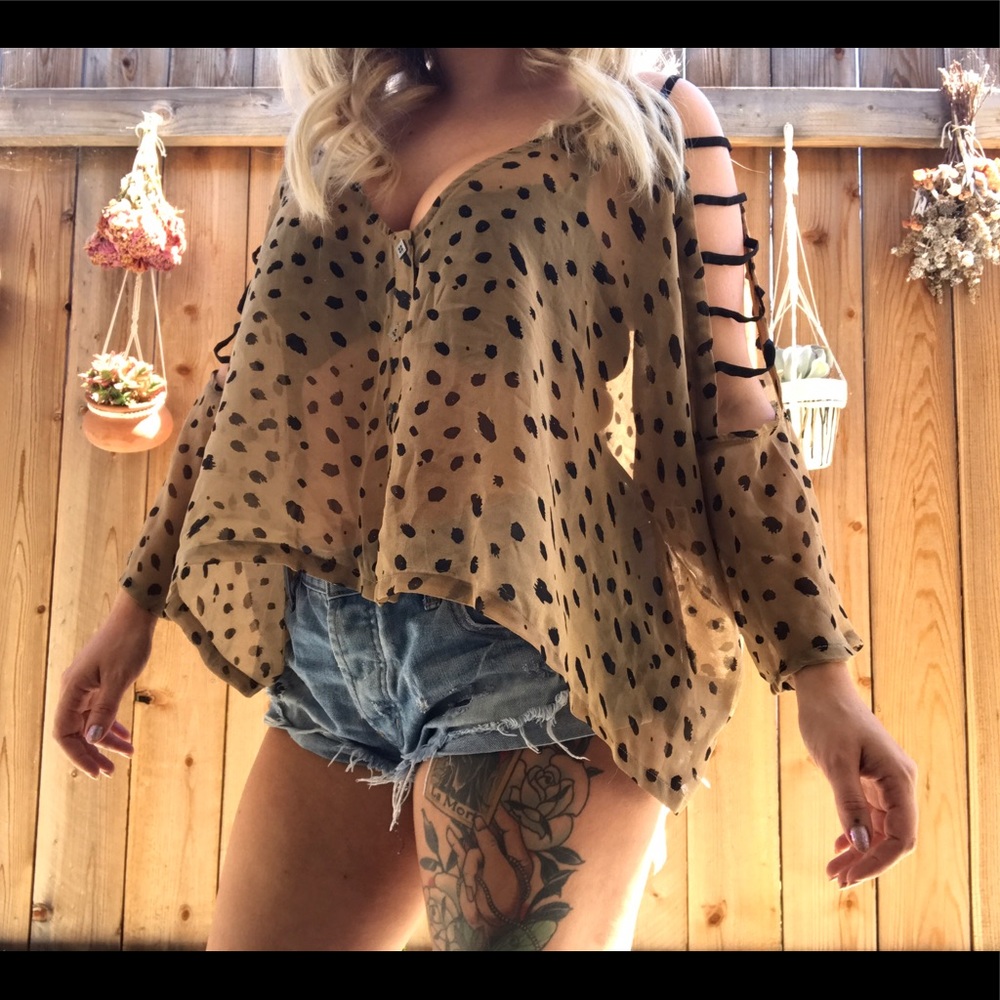 Flowy cut out shoulder shirt from UO