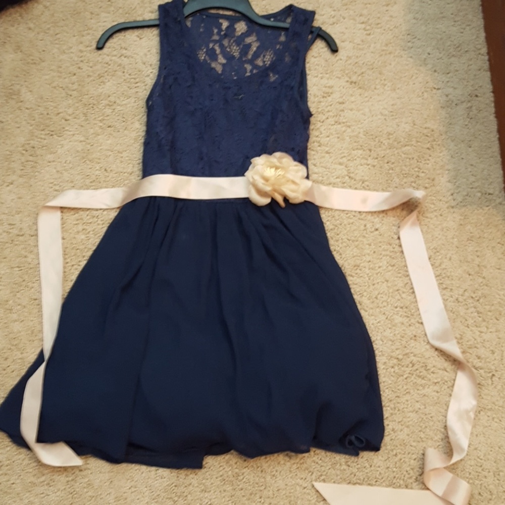 Navy lace cocktail mini dress