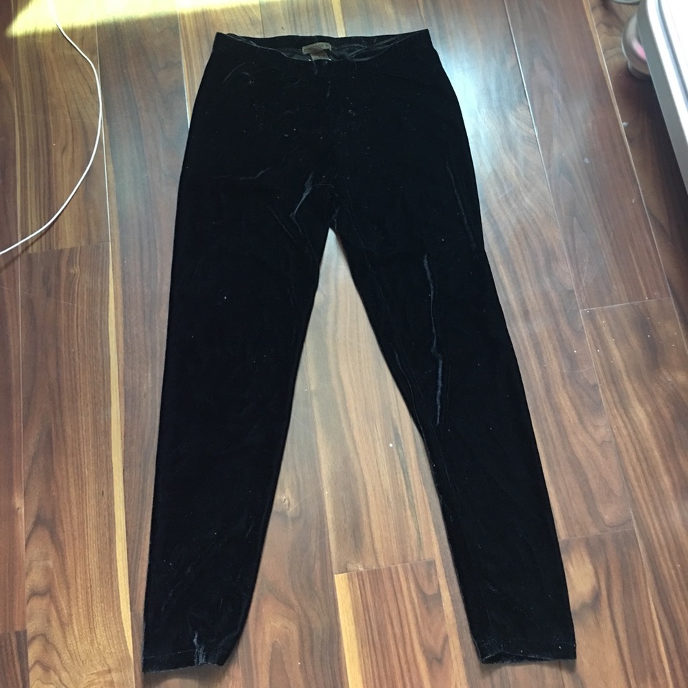 Black velvet leggings