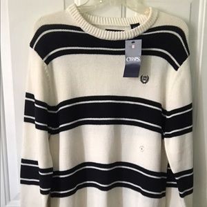 NWT men's Chaps small sweater cream/blue striped