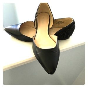Nine West D'Orsay black flats with bling! 9M