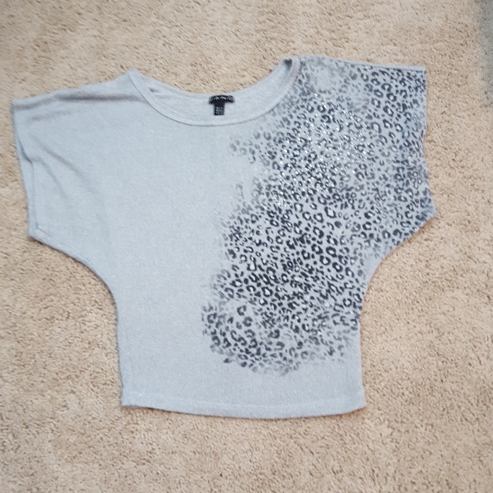 Bling cheetah accent bat wing slouchy sweater