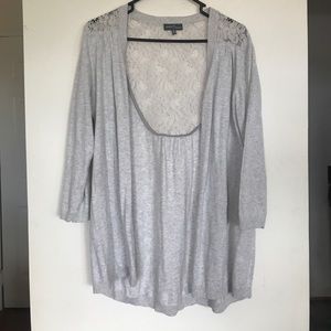Market & Spruce Grey Lace-Backed Cardigan