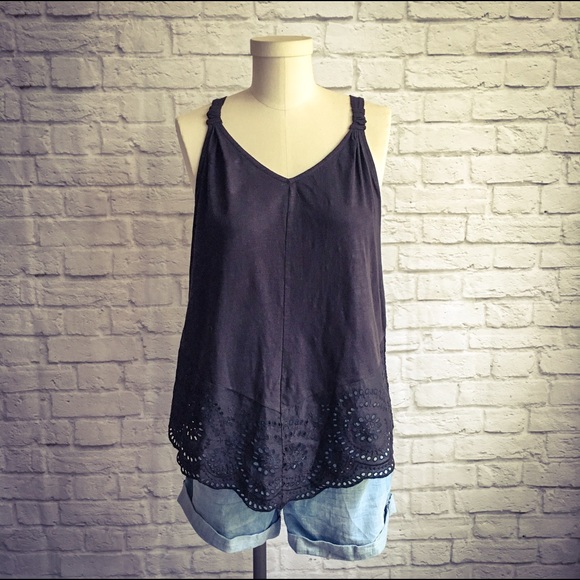 Anthropologie Tops - Anthropologie Eyelet Trimmed Tank Top