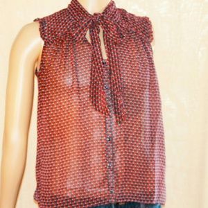 Women's Faux-Scarf Button-Down Blouse