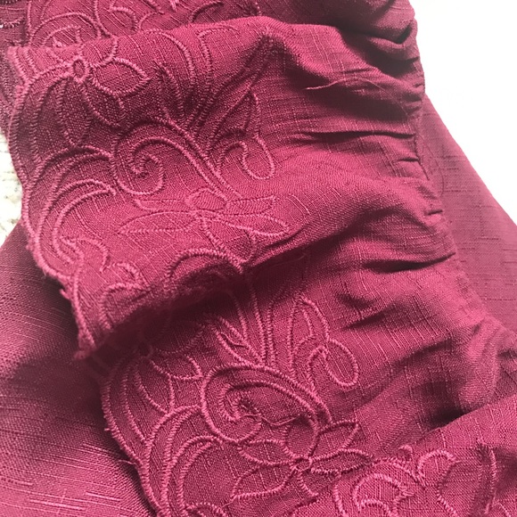 Red One-Shoulder Embroidered Top - Picture 3 of 3