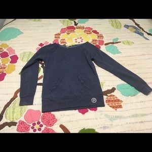 Off the shoulder navy Pure Barre sweat shirt