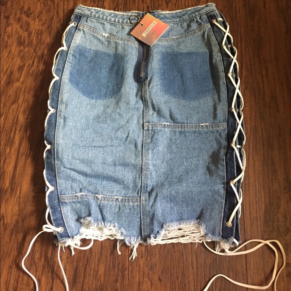 Petite Lace up midi skirt