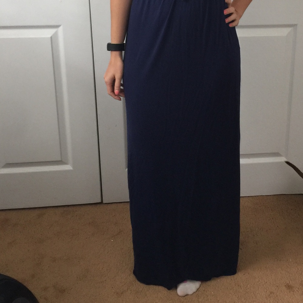 Navy blue maxi dress casual - Picture 4 of 6