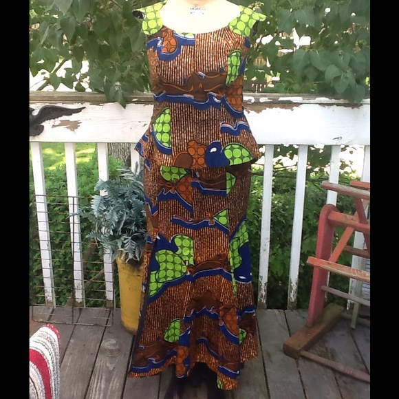 VTG Ethnic Festival Maxi Peplum Skirt Set - Picture 2 of 4