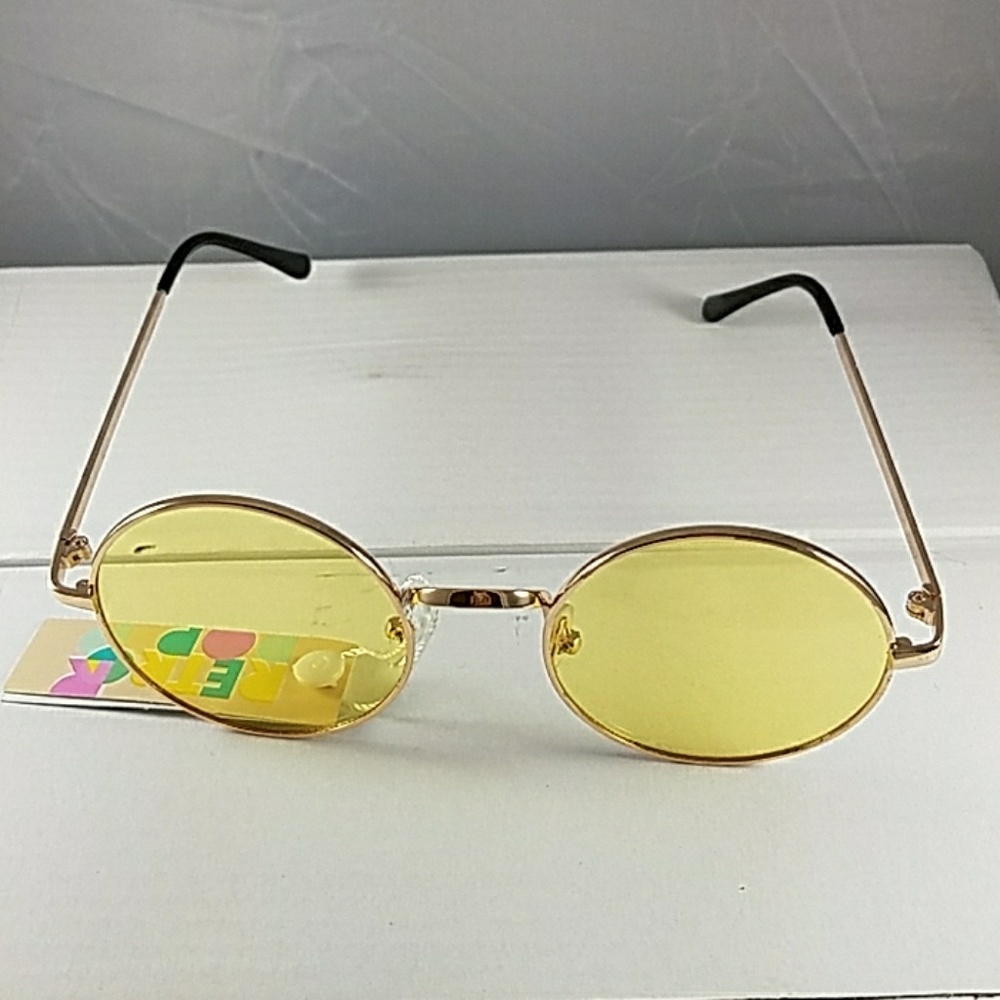 Round Yellow Lens with Rose Gold Frame Sunglasses. - Picture 7 of 13
