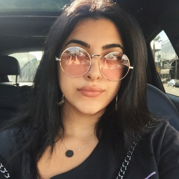 Accessories - Round Yellow Lens with Rose Gold Frame Sunglasses.