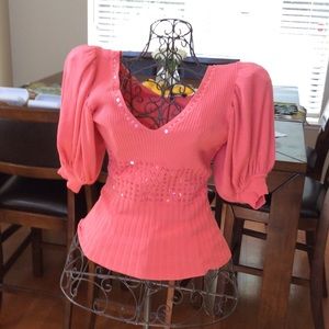 BEBECoral pink top with sequins. Perfect condition