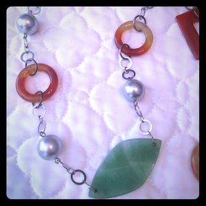 Hand crafted necklace, silver and jade