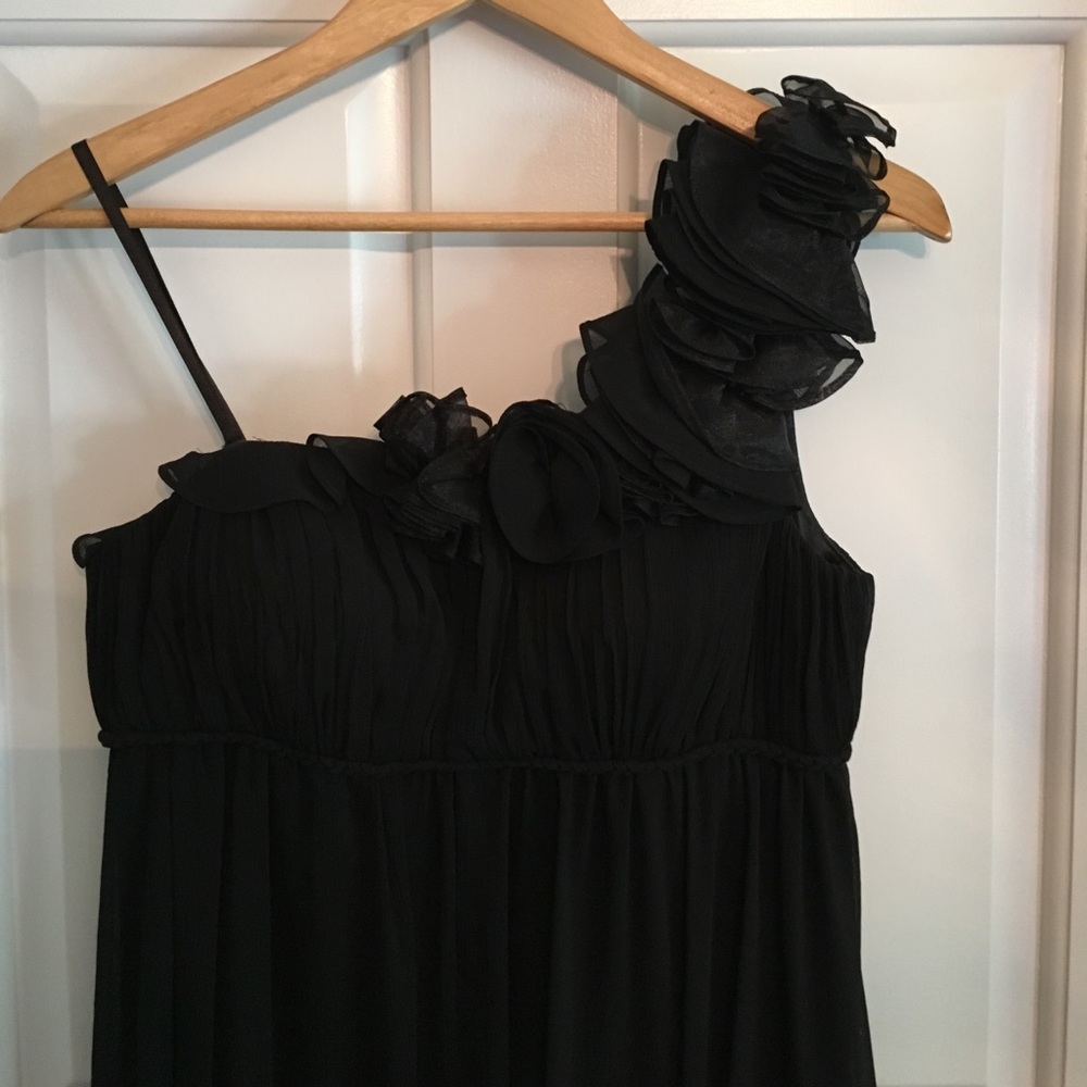 Long, formal dress.  One shoulder.