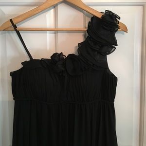 Long, formal dress.  One shoulder.