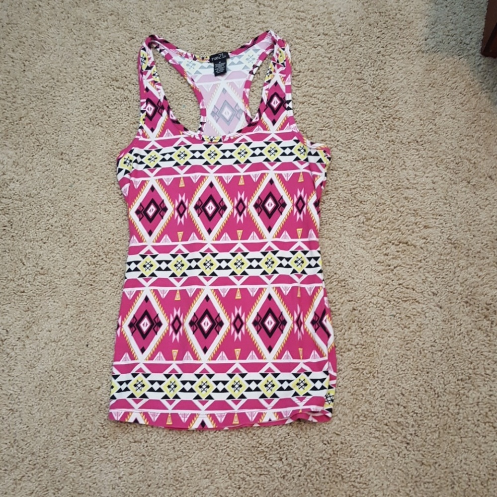 Racerback geometric tribal print tank