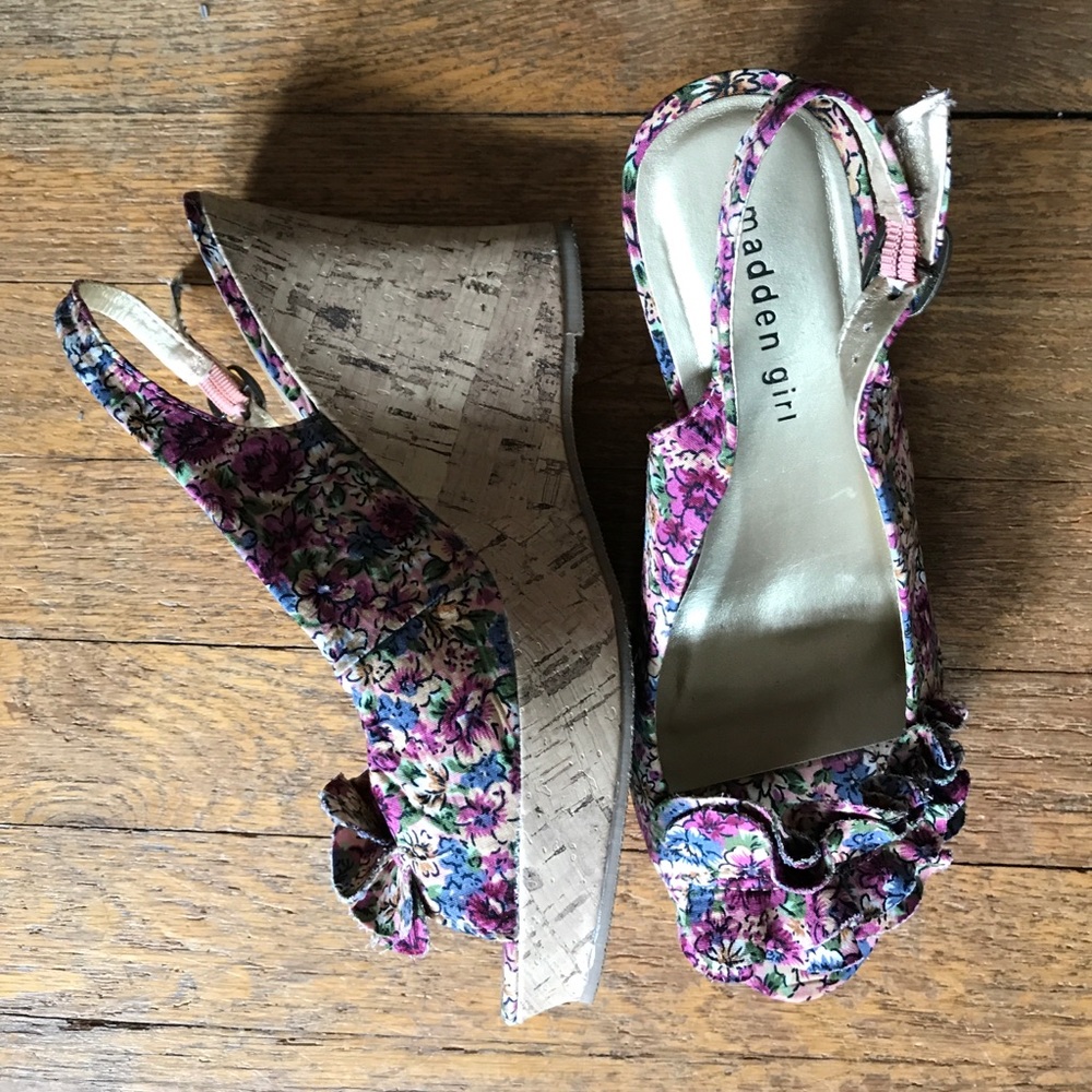 Madden Girl floral peep toe wedges