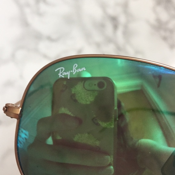 Ray-Ban mirror green gold aviator sunglasses NWOT