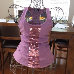 BEBE Maroon sequin top