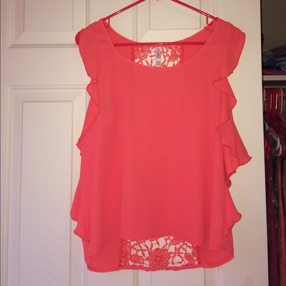 Floral Lattice Back Coral Top