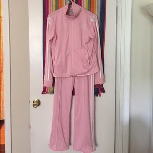 Pink adidas throwback track suit