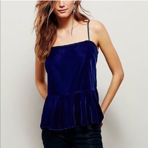 Free People Tops - Free People spaghetti strap velvet top. Sz m aqua