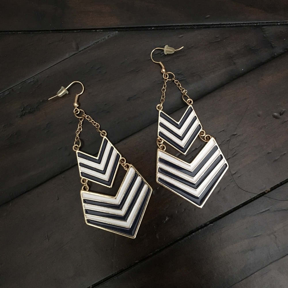 Navy and White Earrings
