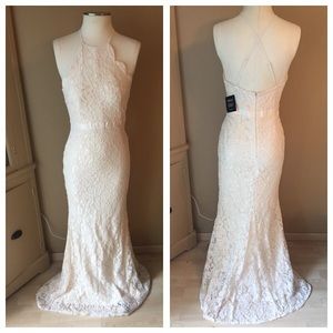 Lulu's Ivory lace mermaid wedding formal dress-M