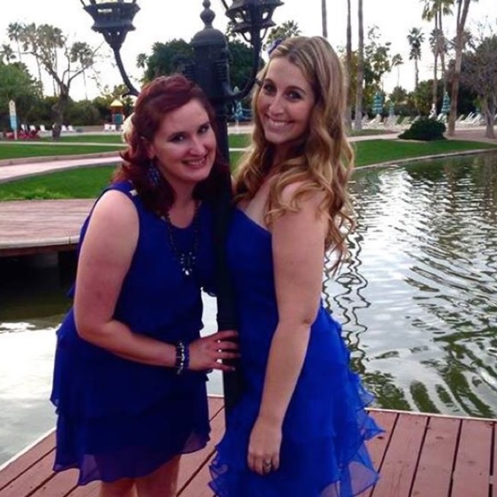 Blue bridesmaids dress- David's Bridal
