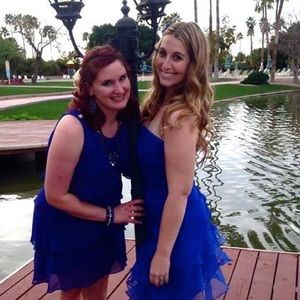 Blue bridesmaids dress- David's Bridal