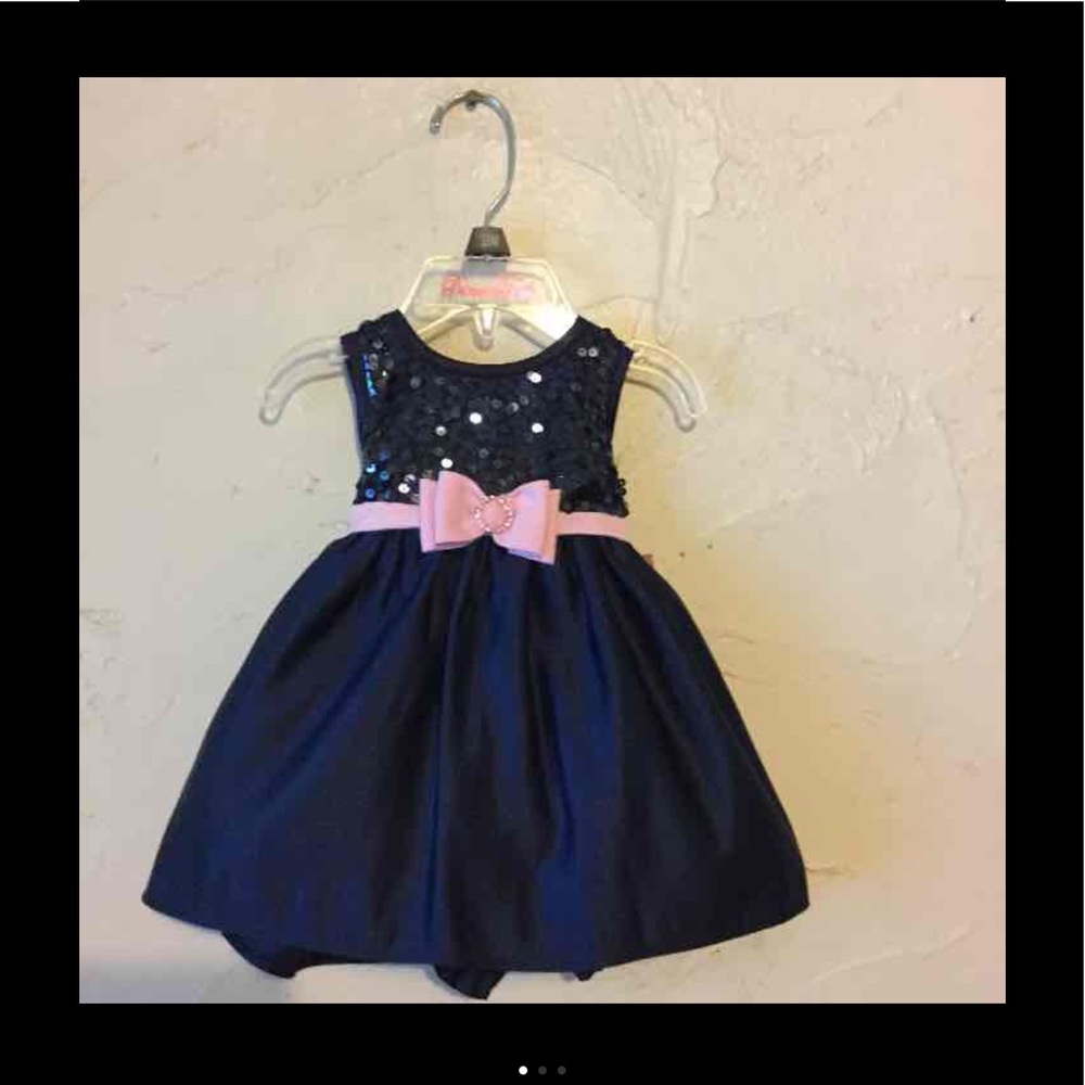 Princess Faith 2-Piece Navy Sequin Bow Dress
