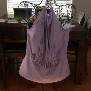 Bebe Light purple stringy top with bronze chains
