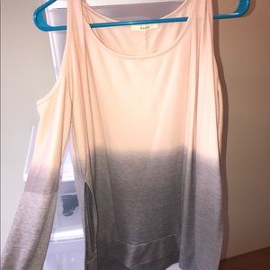 Multi colored cold shoulder sweater