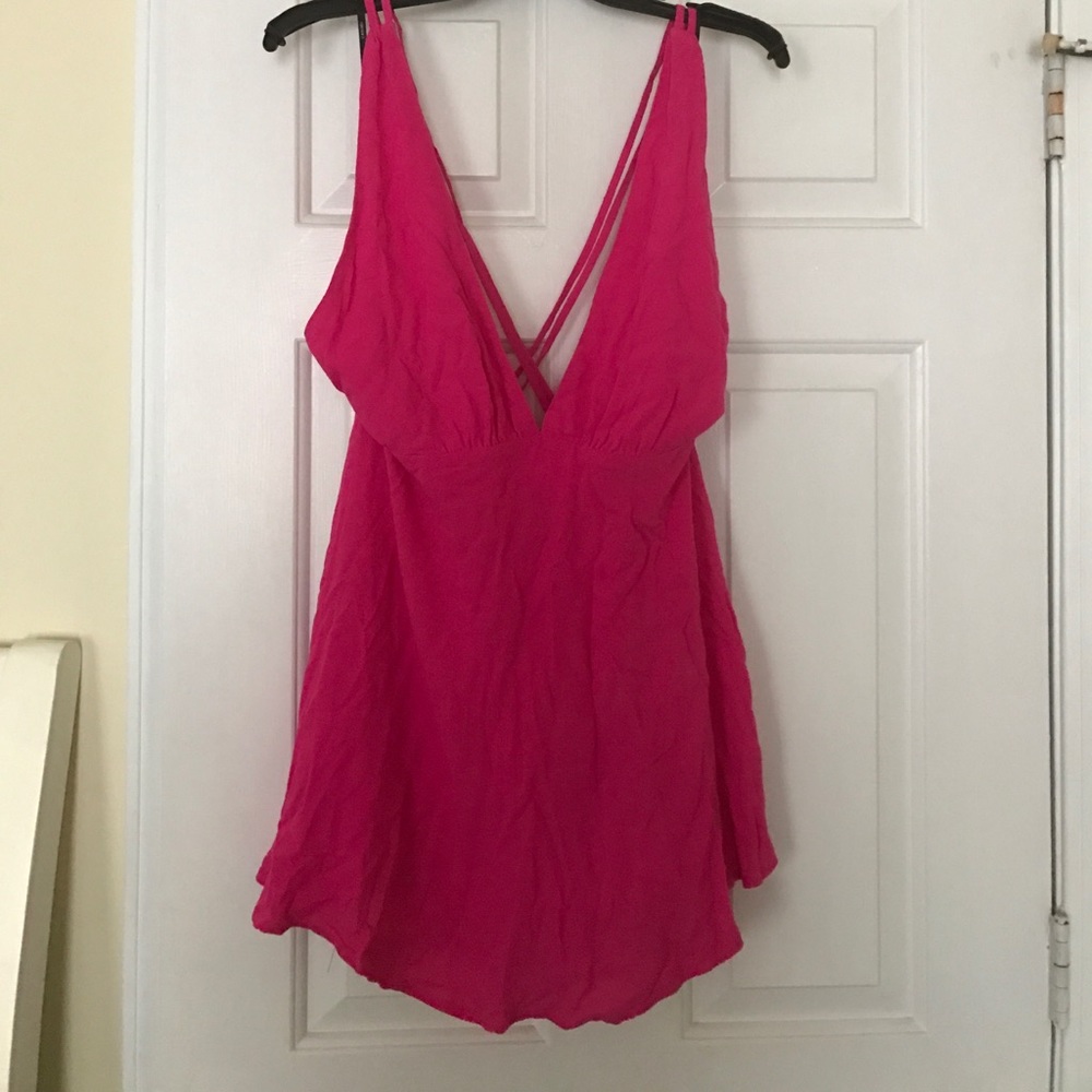 Criss cross back magenta dress/top