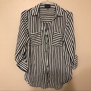 Button Down Striped Blouse