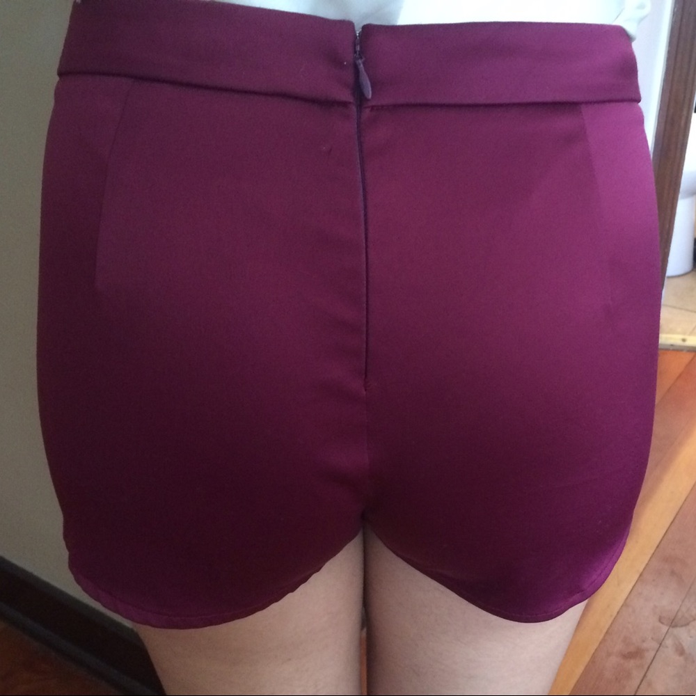 Express maroon satin wraparound skort