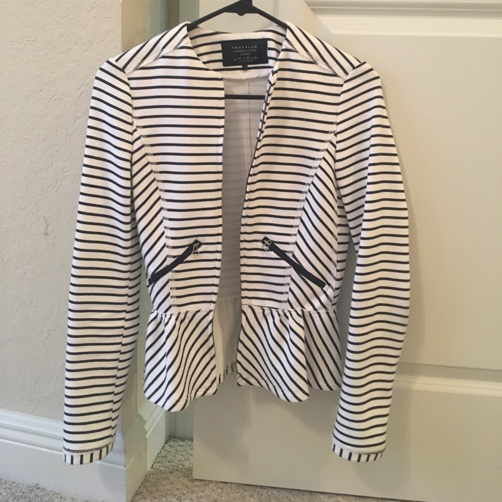 Zara stripe peplum jacket/blazer