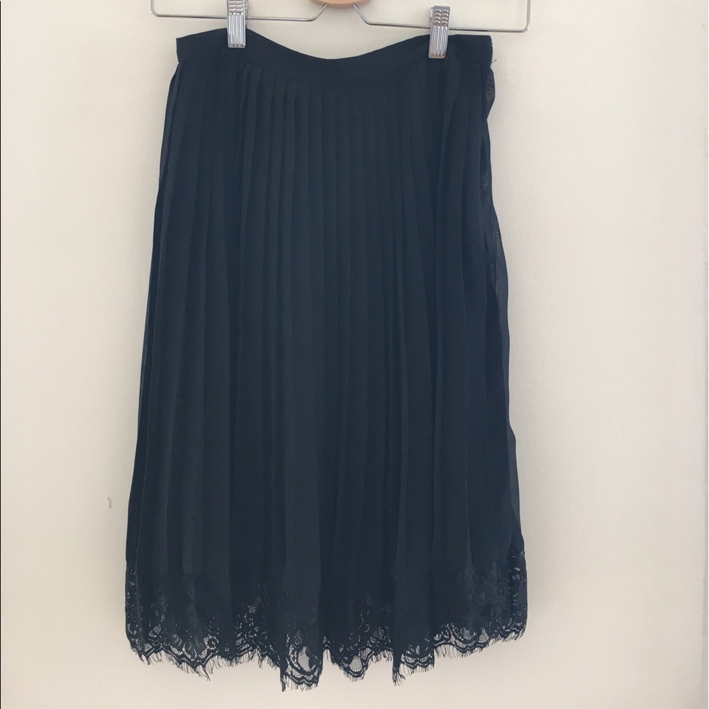black sheer pleated skirt