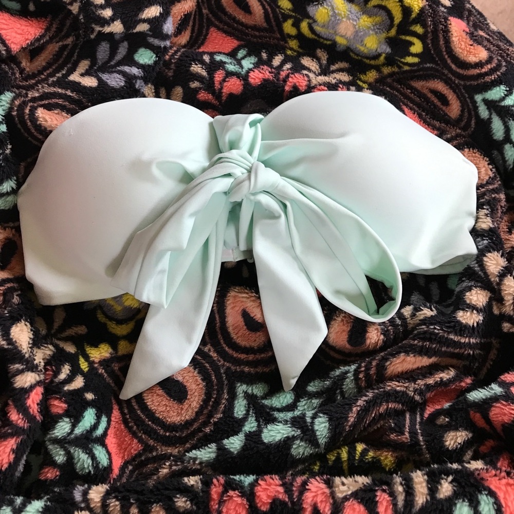 Blue strapless wrap around bikini