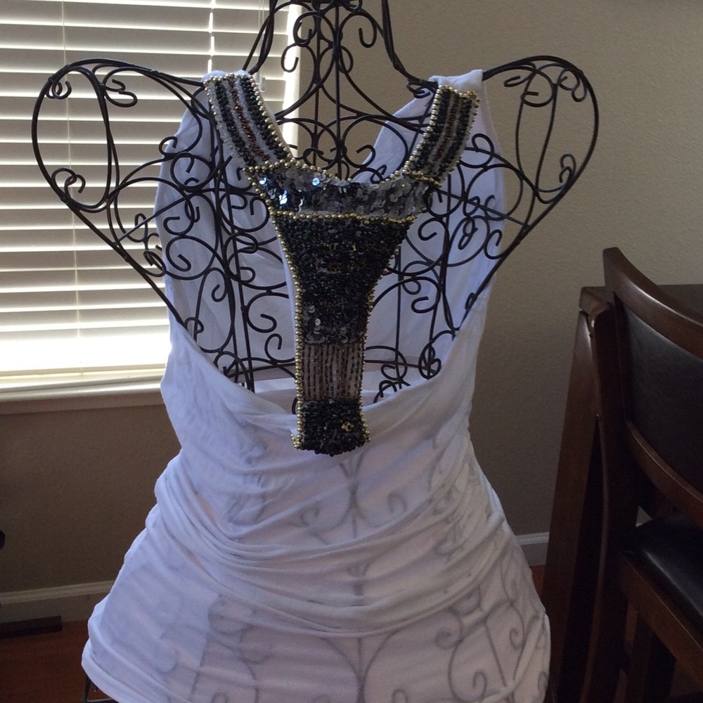 Bebe Racer back tank with gorgeous beading on back