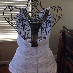 Bebe Racer back tank with gorgeous beading on back