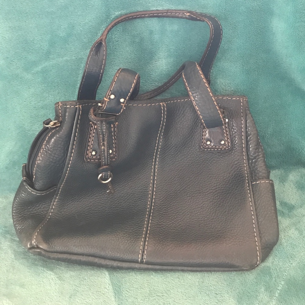 Fossil blue leather shoulder bag