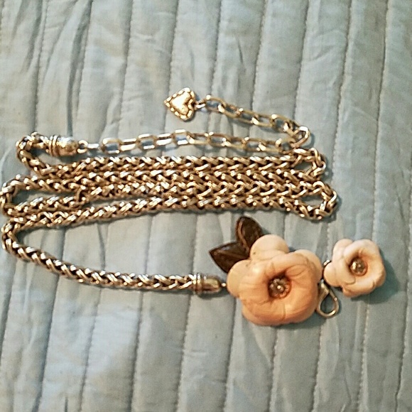 Brighton Chain Belt NWOT, with pink leather flower.  Reduced.   Make Me an Offer