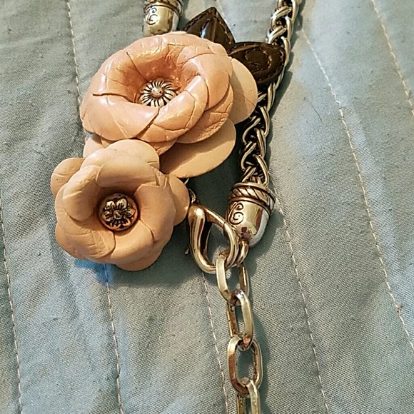 Brighton Chain Belt NWOT, with pink leather flower.  Reduced.   Make Me an Offer main image 5