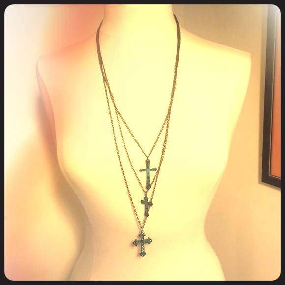 Three Cross Fashion Necklace - Picture 1 of 3