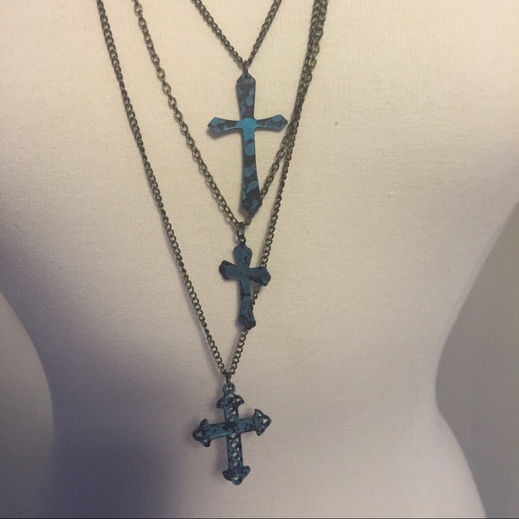 Three Cross Fashion Necklace - Picture 2 of 3