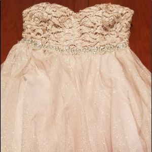 Gold strapless dress