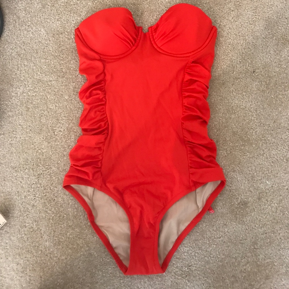 J Crew NWT red ruched one-piece size 6